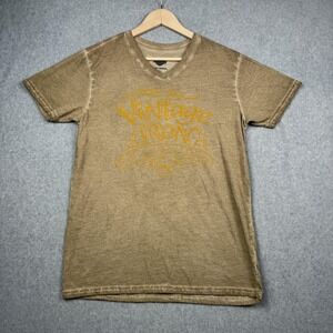 Harley Davidson T Shirt Mens Medium Brown V-Neck Vintage Iron Graphic Tee Biker